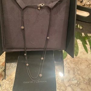 David Yurman 36”Pave Ball Station Necklace